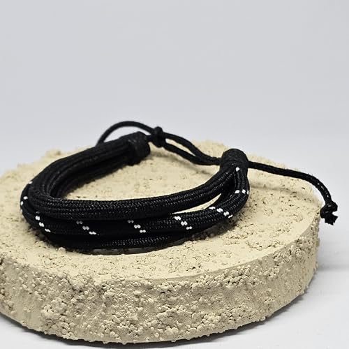 WhimsyWoven Paracord Bracelet Series – Tactical-Inspired Everyday Accessory (Triple-Wrap Round Paracord with Black with White Stripe)