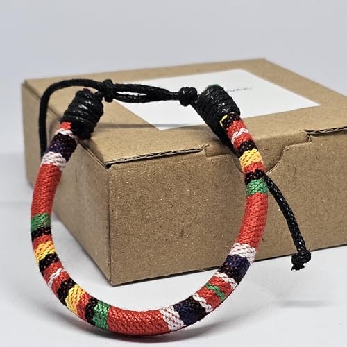 WhimsyWoven Ethnic Songket Bracelet Series – Handwoven Textile Accessory (Maroon & Yellow)