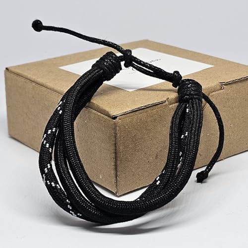 WhimsyWoven Paracord Bracelet Series – Tactical-Inspired Everyday Accessory (Triple-Wrap Round Paracord with Black-White Cross Pattern)