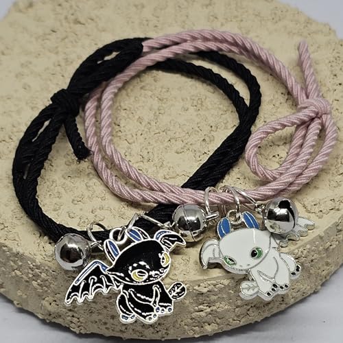 WhimsyWoven Couple Bracelet – Bestie Edition Cute Matching Set for BFFs, Soulmates & Couples (Black Pink)