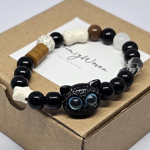 WhimsyWoven Vintage Cat Bracelet – Charm Editions (Unisex) (Blue)
