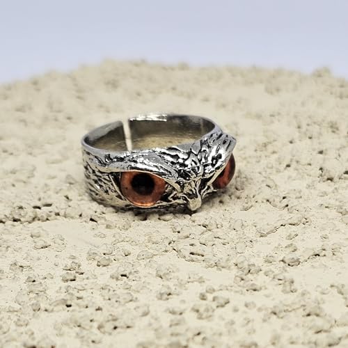 WhimsyWoven Owl Ring Series – Adjustable Punk-Inspired Accessory for All Genders (Orange)