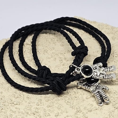 WhimsyWoven Thread of Destiny – Matching Couple Bracelets (astronaut Black #5)
