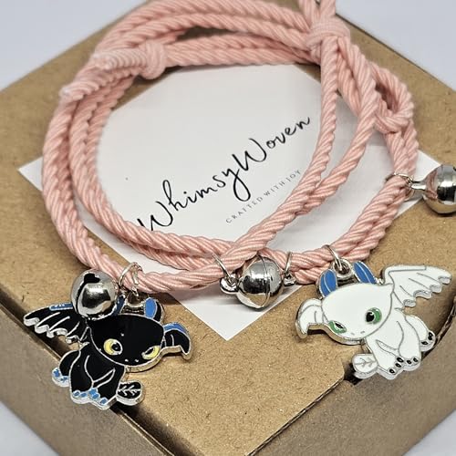 WhimsyWoven Couple Bracelet – Bestie Edition Cute Matching Set for BFFs, Soulmates & Couples (Pink)