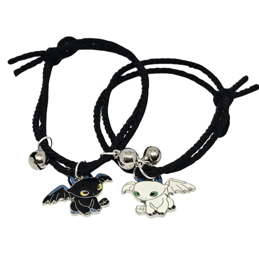 WhimsyWoven Couple Bracelet – Bestie Edition Cute Matching Set for BFFs, Soulmates & Couples (Black)