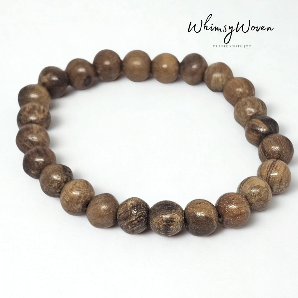 WhimsyWoven Kalimantan Agarwood Bracelet – Vintage Wooden Beads Unisex Natural Style