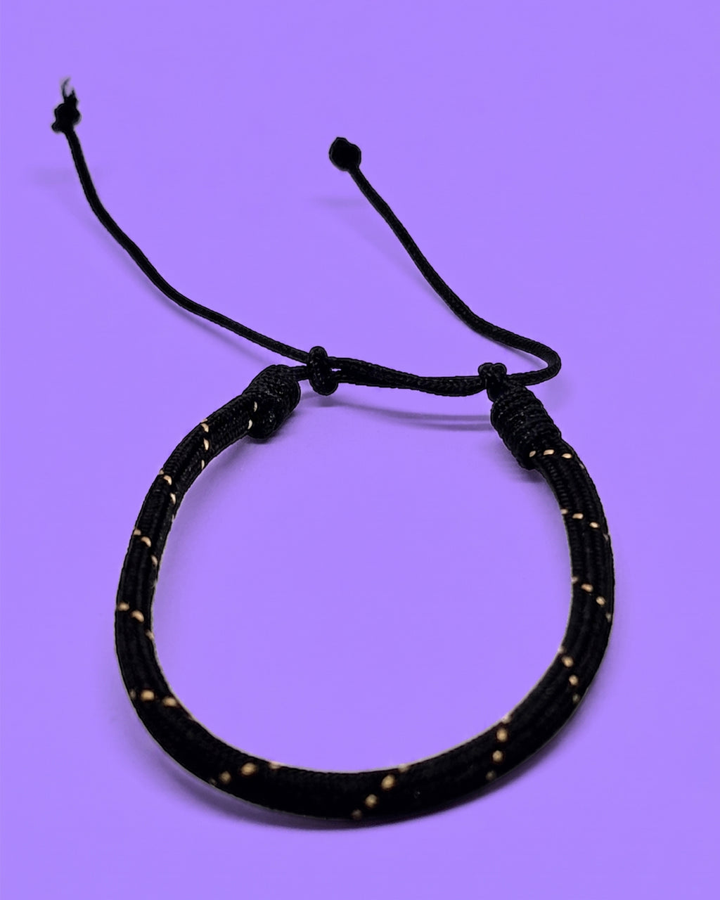 WhimsyWoven Handmade Ethnic Cord Bracelet – Adjustable Unisex Accessory Edition Boho Vibes for Everyday Wear (Black with Yellow Dots)