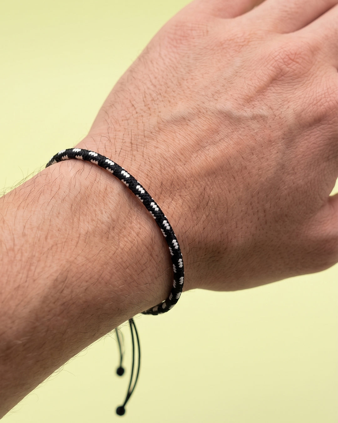 WhimsyWoven Handmade Ethnic Cord Bracelet – Adjustable Unisex Accessory Edition Boho Vibes for Everyday Wear (Black with White Stripe)