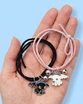 WhimsyWoven Couple Bracelet – Bestie Edition Cute Matching Set for BFFs, Soulmates & Couples (Black Pink)