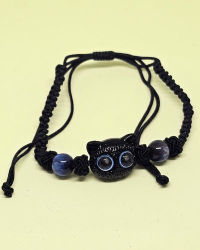 WhimsyWoven Vintage Cat Bracelet – Charm Editions (Unisex) (Blue-kucing)