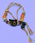 WhimsyWoven Vintage Cat Bracelet – Charm Editions (Unisex) (Yellow-pupil)