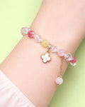 Handmade Beaded Bracelet, Nature-Inspired Jewelry Gift of Luck & Charm (Clover Edition Series) (White-clover)