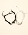 WhimsyWoven Thread of Destiny – Matching Couple Bracelets (Yin Yang White-Black #1)