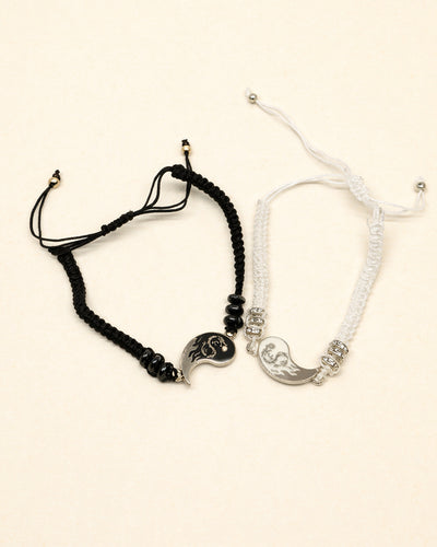 WhimsyWoven Thread of Destiny – Matching Couple Bracelets (Yin Yang White-Black #1)