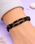 WhimsyWoven Paracord Bracelet Series – Tactical-Inspired Everyday Accessory (Paracord with Black-White Cross Pattern)