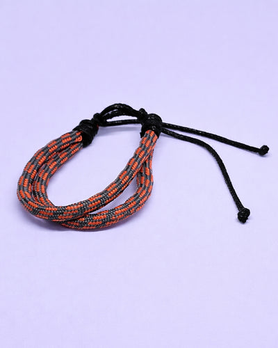 WhimsyWoven Paracord Bracelet Series – Tactical-Inspired Everyday Accessory (Double-Wrap Round Paracord with Grey with Red Stripe)