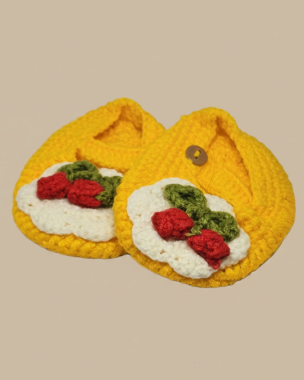 WhimsyWoven Handmade Crochet Baby Shoes – Soft Prewalker Shoes for Baby Girls & Boys – 3–12 Month Size – Gender Neutral Gift (Cute Cherry)