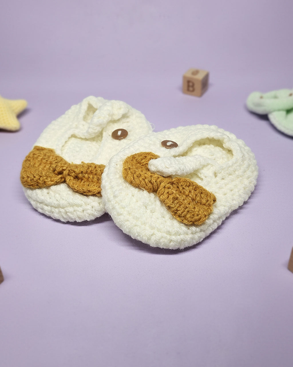WhimsyWoven Handmade Crochet Baby Shoes – Soft Prewalker Shoes for Baby Girls & Boys – 3–12 Month Size – Gender Neutral Gift (Creamy Ribbon)