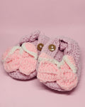 WhimsyWoven Handmade Crochet Baby Shoes – Soft Prewalker Shoes for Baby Girls & Boys – 3–12 Month Size – Gender Neutral Gift (Lilac Bunny)