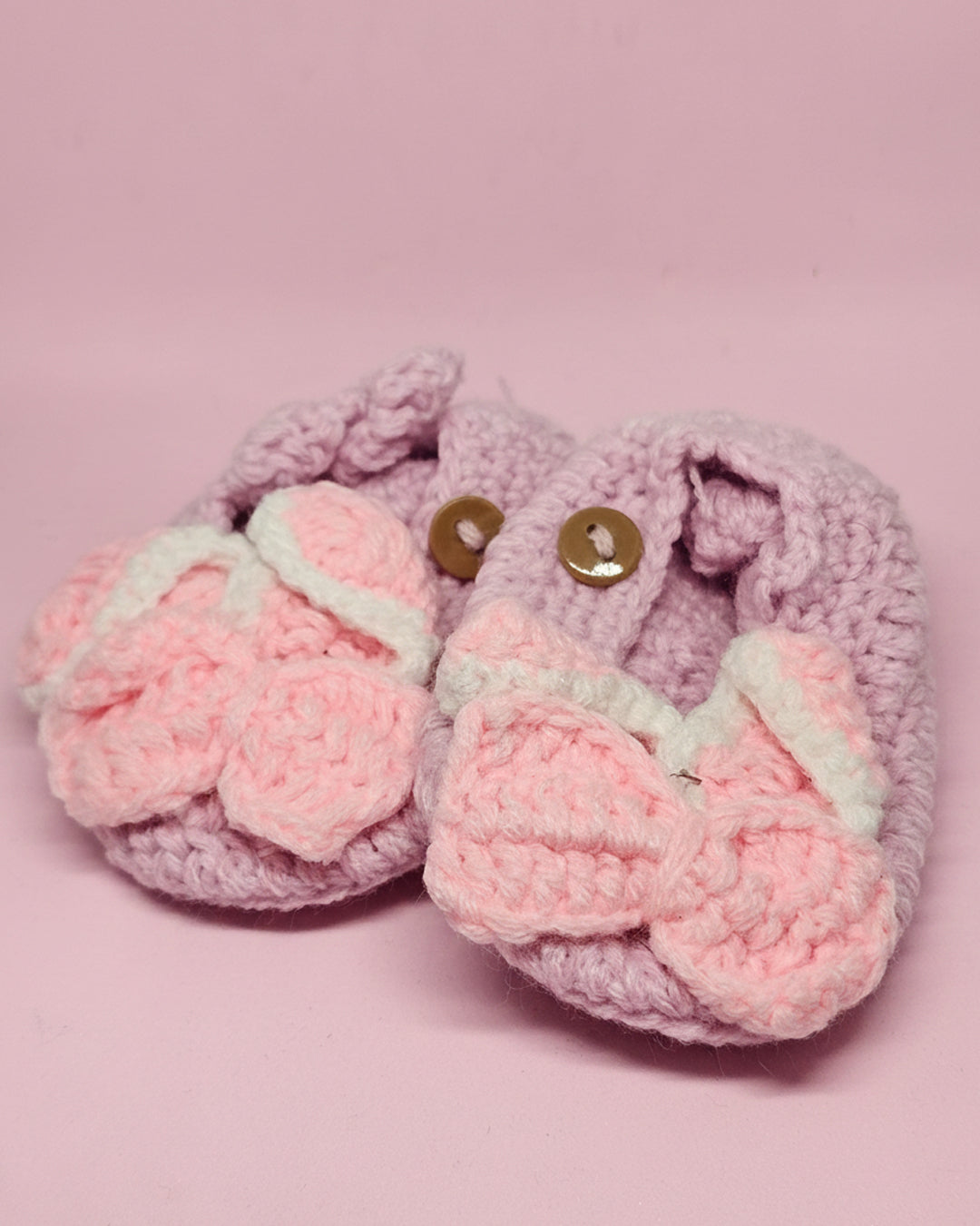 WhimsyWoven Handmade Crochet Baby Shoes – Soft Prewalker Shoes for Baby Girls & Boys – 3–12 Month Size – Gender Neutral Gift (Lilac Bunny)