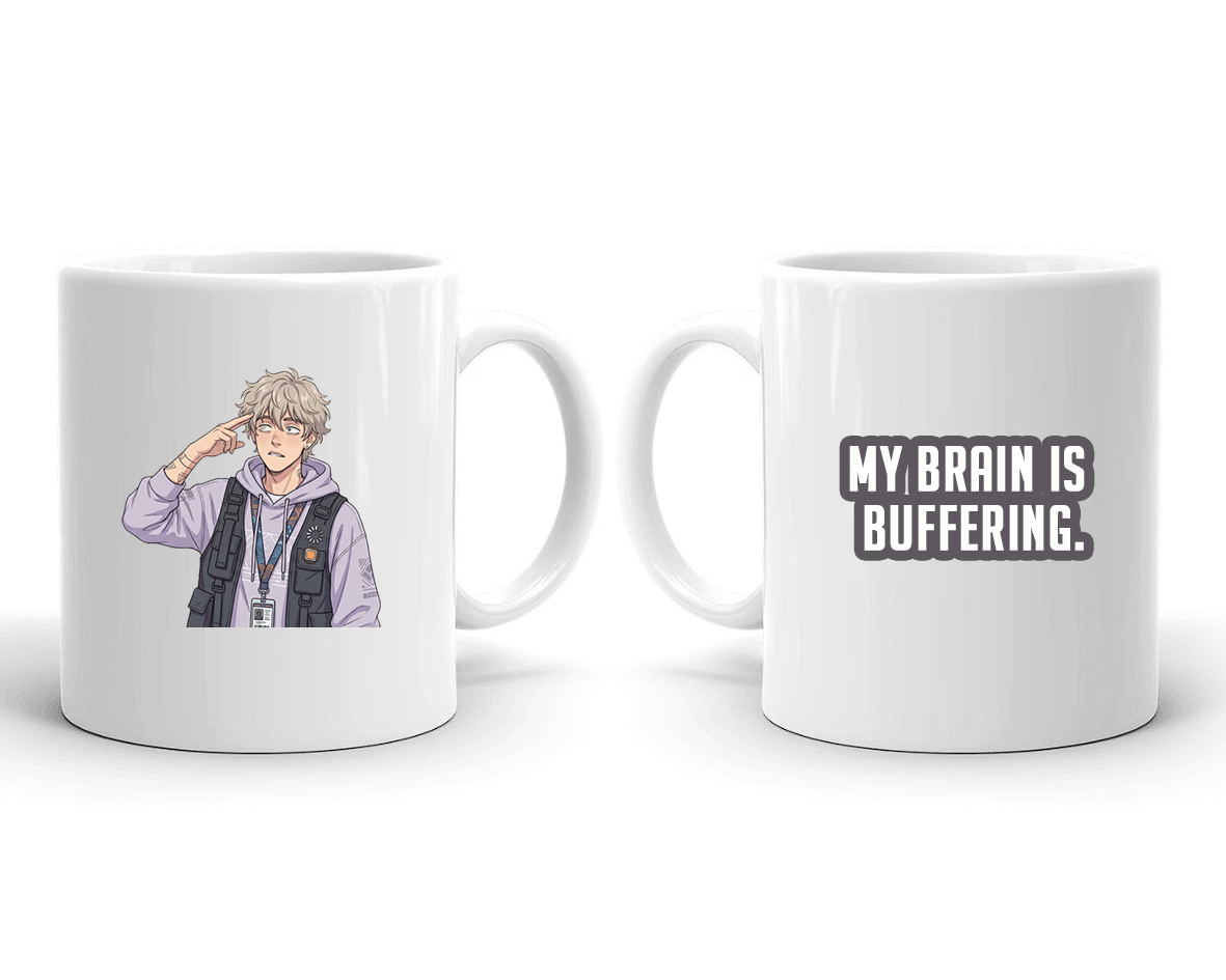 Sarcastic Mug – My Brain Is Buffering | WhimsyWoven