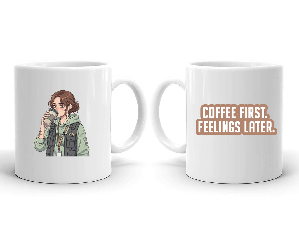 Sarcastic Mug – Coffee First Feelings Later | WhimsyWoven