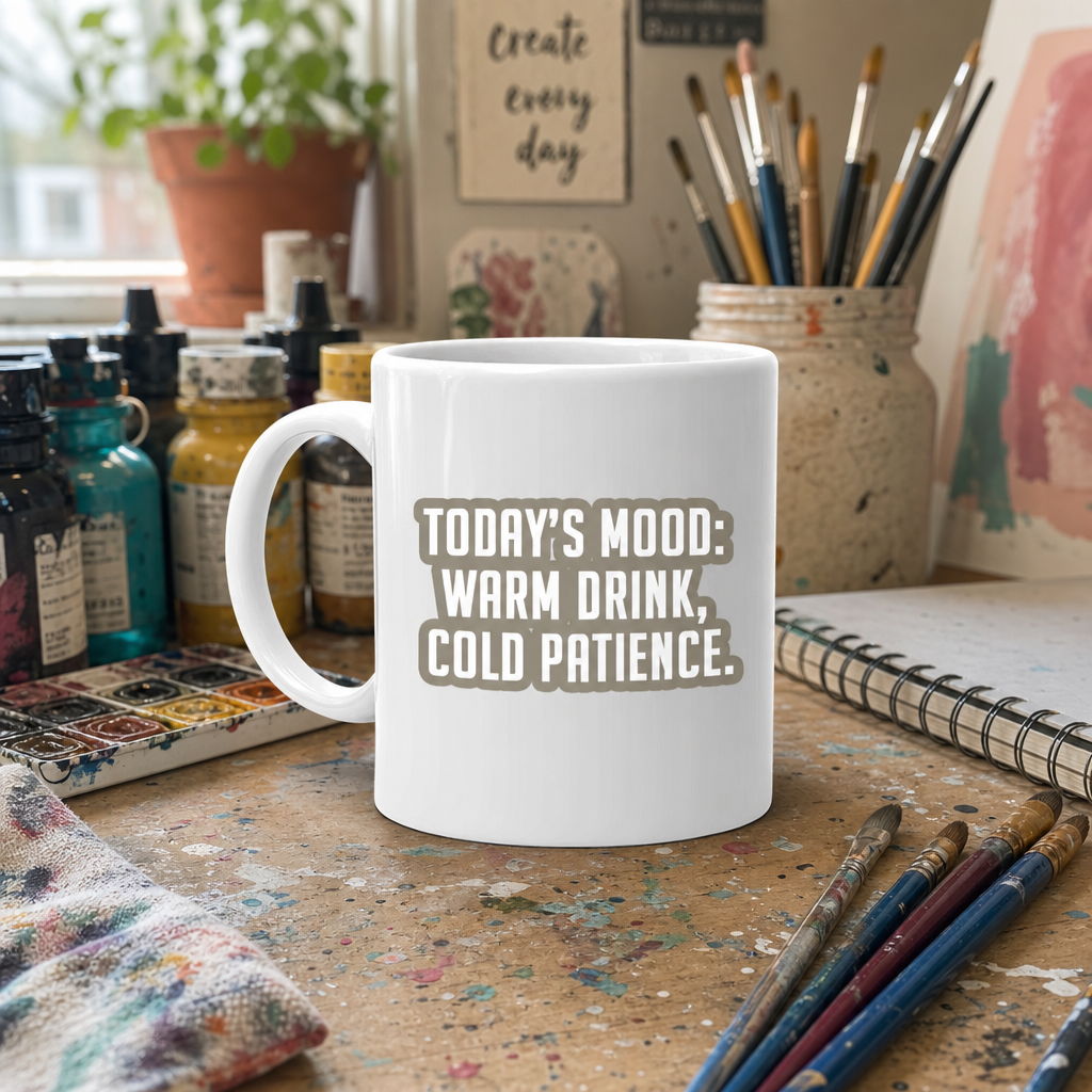 Sarcastic Mug – Warm Drink Cold Patience | WhimsyWoven