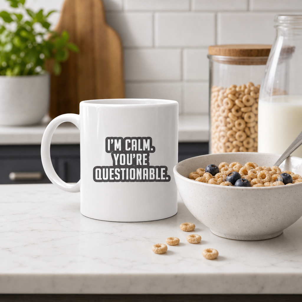 Sarcastic Mug – Im Calm Youre Questionable | WhimsyWoven