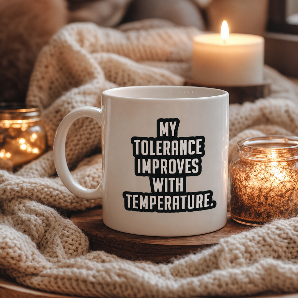Sarcastic Mug – My Tolerance and Temperature | WhimsyWoven
