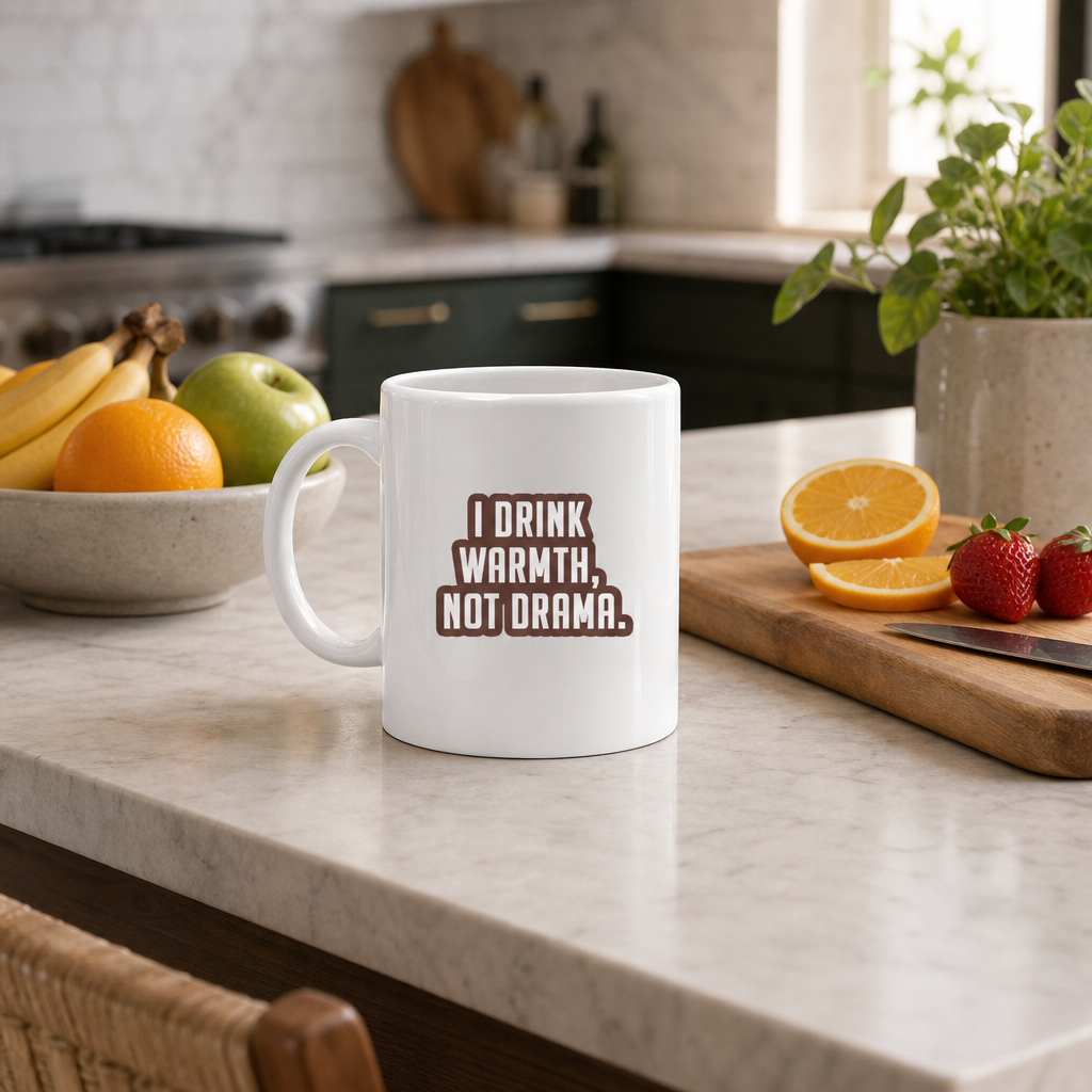 Sarcastic Mug – I Drink Warmth Not Drama | WhimsyWoven