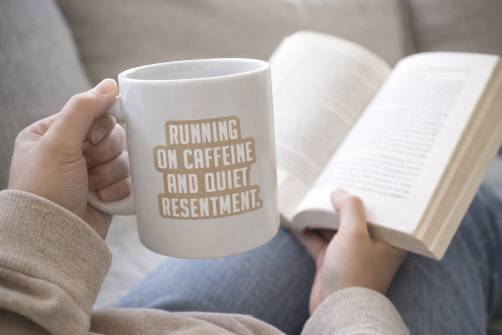 Sarcastic Mug – Caffeine and Quiet Resentment | WhimsyWoven
