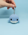 Handmade Crochet Whale Keychain – Soft Plush Knitted Toy for Bags, Gifts & Collectibles (Blue White)