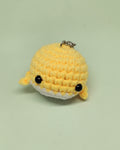 Handmade Crochet Whale Keychain – Soft Plush Knitted Toy for Bags, Gifts & Collectibles (Yellow White)
