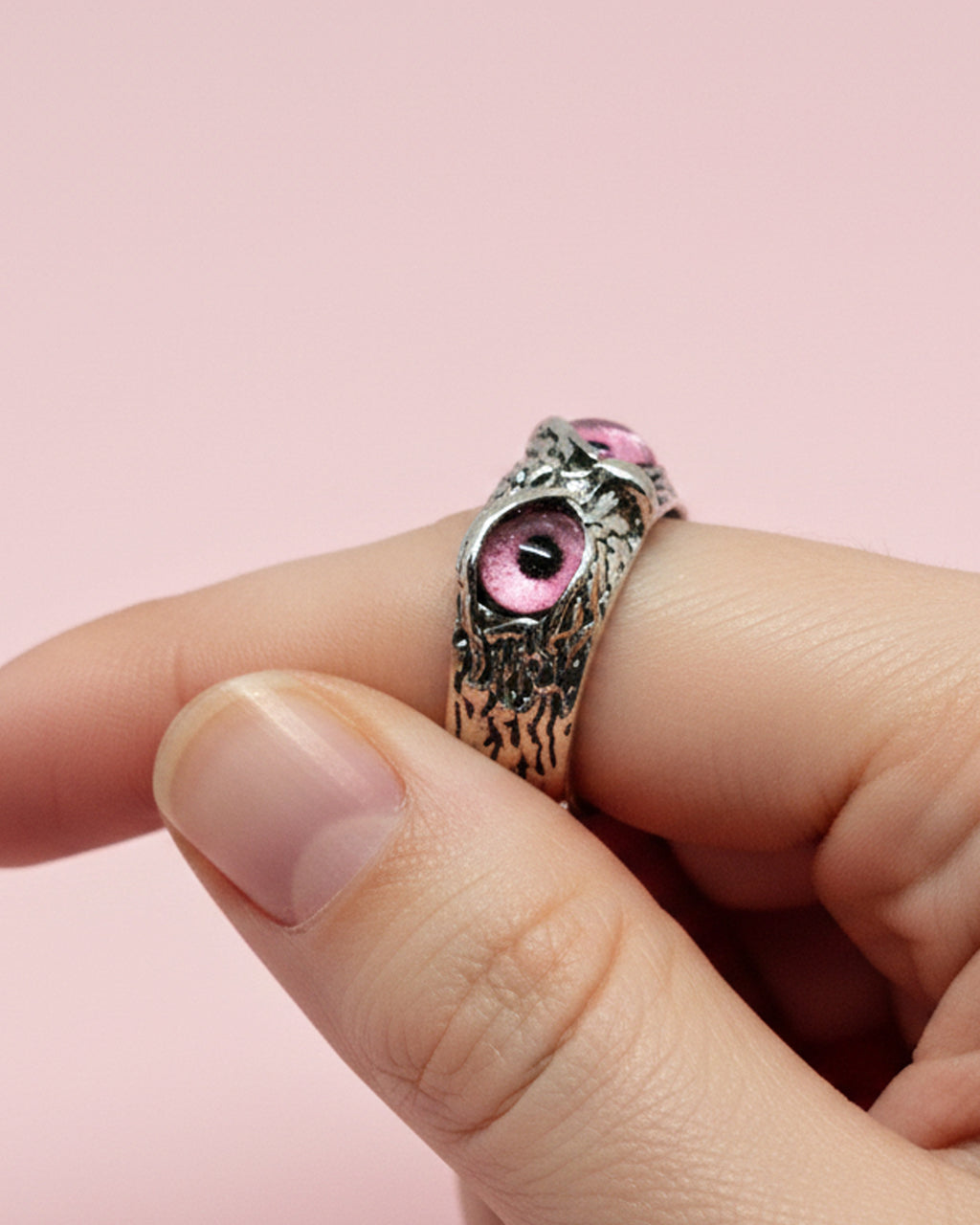 WhimsyWoven Owl Ring Series – Adjustable Punk-Inspired Accessory for All Genders (Pink)