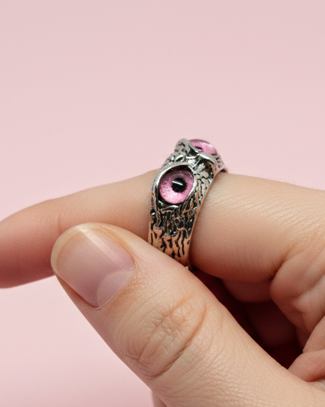 WhimsyWoven Owl Ring Series – Adjustable Punk-Inspired Accessory for All Genders (Pink)