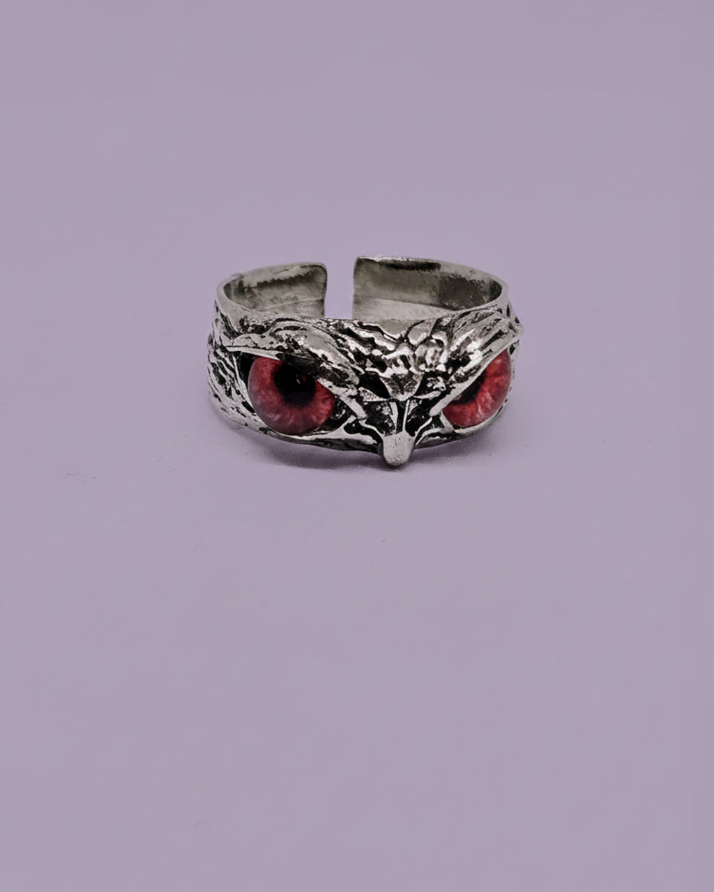 WhimsyWoven Owl Ring Series – Adjustable Punk-Inspired Accessory for All Genders (Red)