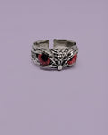 WhimsyWoven Owl Ring Series – Adjustable Punk-Inspired Accessory for All Genders (Red)