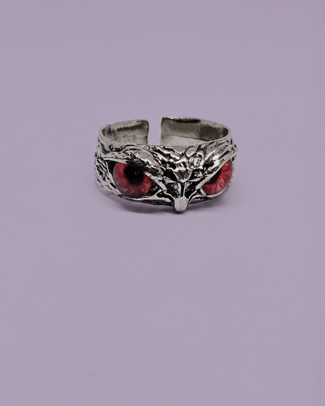 WhimsyWoven Owl Ring Series – Adjustable Punk-Inspired Accessory for All Genders (Red)