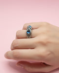 WhimsyWoven Owl Ring Series – Adjustable Punk-Inspired Accessory for All Genders (Blue)