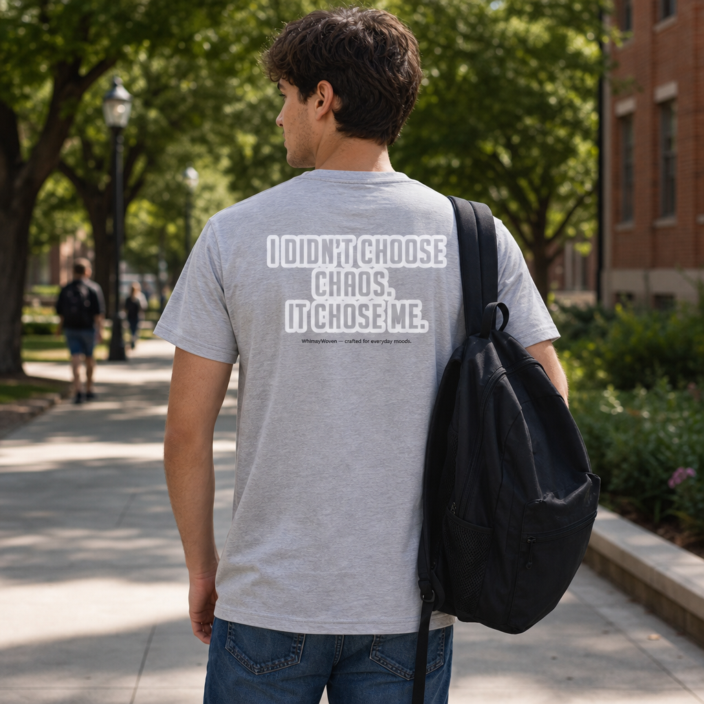Sarcastic Tee – Chaos Chose Me | WhimsyWoven