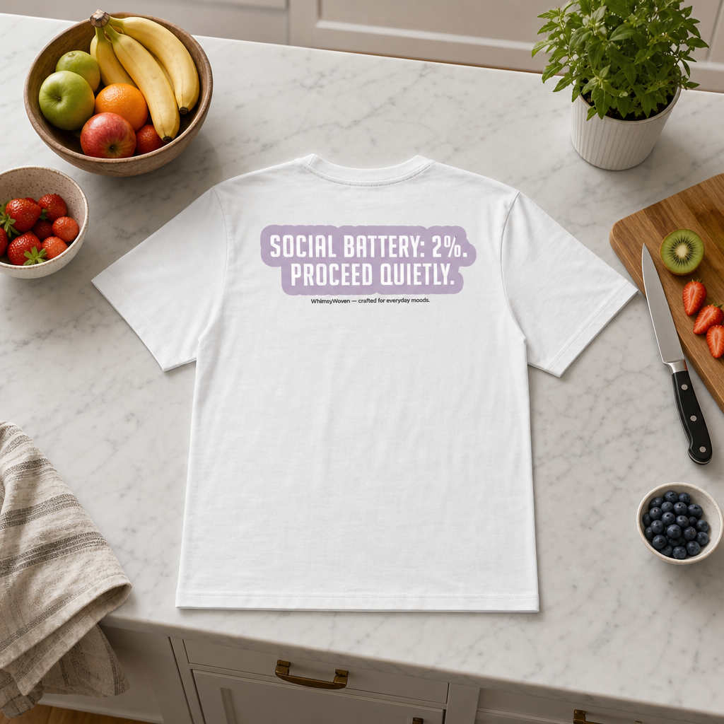 Sarcastic Tee – Social Battery 2% | WhimsyWoven